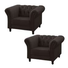 Kit 2 Poltronas Decorativa Maggiore Couro Marrom G58 - Gran Belo