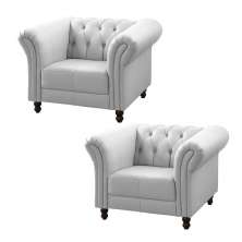 Kit 2 Poltronas Decorativa MaggioreCouro Branco G58 - Gran Belo