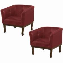 Kit 2 Poltronas Decorativa Noah Couro Vermelho - Gran Belo