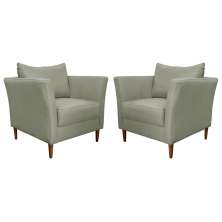 Kit 2 Poltronas Decorativa Sala de Estar Pés Palito Lubbock Couro Fendi G58 - Gran Belo