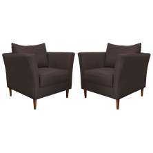Kit 2 Poltronas Decorativa Sala de Estar Pés Palito Lubbock Couro Marrom G58 - Gran Belo