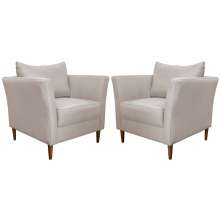 Kit 2 Poltronas Decorativa Sala de Estar Pés Palito Lubbock Couro Off White G58 - Gran Belo