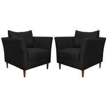Kit 2 Poltronas Decorativa Sala de Estar Pés Palito Lubbock Couro Preto G58 - Gran Belo
