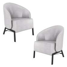 Kit 2 Poltronas Decorativa Sala de Estar kenya Pés em Ferro Pu Preto/Cinza G33 - Gran Belo