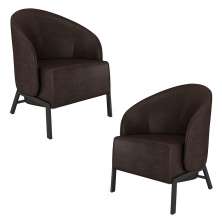 Kit 2 Poltronas Decorativa Sala de Estar kenya Pés em Ferro Pu Preto/Marrom G33 - Gran Belo