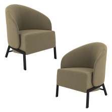Kit 2 Poltronas Decorativa Sala de Estar kenya Pés em Ferro Veludo Preto/Castor G33 - Gran Belo
