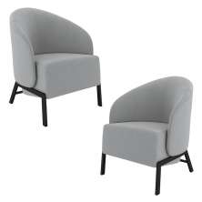Kit 2 Poltronas Decorativa Sala de Estar kenya Pés em Ferro Veludo Preto/Cinza G33 - Gran Belo