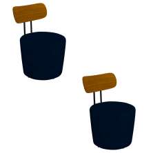 Kit 2 Poltronas Decorativas Addams Veludo Azul Marinho G45 - Gran Belo