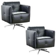 Kit 2 Poltronas Decorativas Astúria Base Giratória Couro Preto G40 - Gran Belo