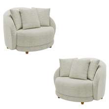 Kit 2 Poltronas Decorativas Base Fixa Galáxia com Almofadas Boucle Off White G45 - Gran Belo