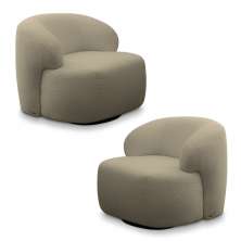 Kit 2 Poltronas Decorativas Charlote Sala de Estar Base Giratória em Aço Bouclê Nude G88 - Gran Belo