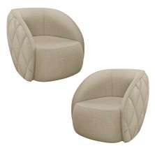 Kit 2 Poltronas Decorativas Clarke Linho Bege G45 - Gran Belo