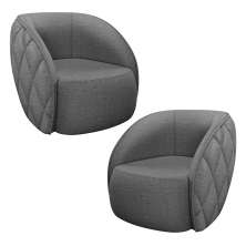 Kit 2 Poltronas Decorativas Clarke Linho Chumbo G45 - Gran Belo