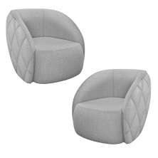 Kit 2 Poltronas Decorativas Clarke Linho Cinza G45 - Gran Belo
