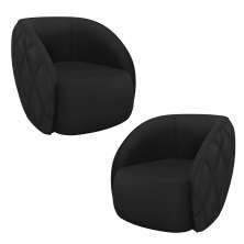Kit 2 Poltronas Decorativas Clarke PU Preto G45 - Gran Belo