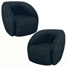 Kit 2 Poltronas Decorativas Clarke Veludo Azul Marinho G45 - Gran Belo
