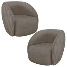 Kit 2 Poltronas Decorativas Clarke Veludo Bege G45 - Gran Belo