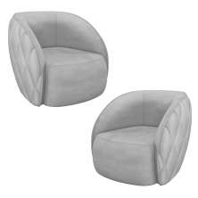 Kit 2 Poltronas Decorativas Clarke Veludo Cinza Claro G45 - Gran Belo