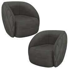 Kit 2 Poltronas Decorativas Clarke Veludo Cinza G45 - Gran Belo