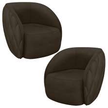Kit 2 Poltronas Decorativas Clarke Veludo Marrom G45 - Gran Belo