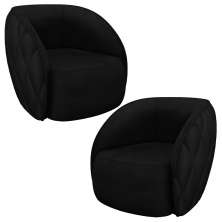 Kit 2 Poltronas Decorativas Clarke Veludo Preto G45 - Gran Belo