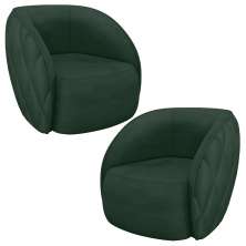 Kit 2 Poltronas Decorativas Clarke Veludo Verde G45 - Gran Belo