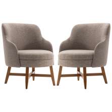 Kit 2 Poltronas Decorativas Com Braço Amber Linho Cinza G66 - Gran Belo