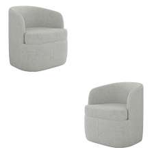 Kit 2 Poltronas Decorativas Design Moderno Bel Sala de Estar Base Giratória Linho Cinza G33 - Gran Belo