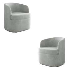 Kit 2 Poltronas Decorativas Design Moderno Bel Sala de Estar Base Giratória Veludo Cinza G33 - Gran Belo