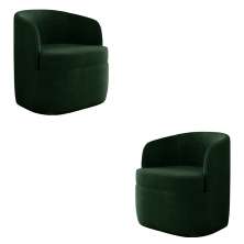 Kit 2 Poltronas Decorativas Design Moderno Bel Sala de Estar Base Giratória Veludo Verde G33 - Gran Belo