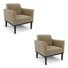Kit 2 Poltronas Decorativas Isabella Pés Fixo em Madeira Preto Suede Nude G19 - Gran Belo