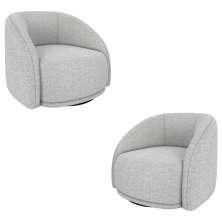 Kit 2 Poltronas Decorativas Jenny Base Giratória em Metal Preto Linho Cinza G45 - Gran Belo