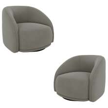Kit 2 Poltronas Decorativas Jenny Base Giratória em Metal Preto Veludo Cinza G45 - Gran Belo
