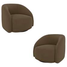 Kit 2 Poltronas Decorativas Jenny Base Giratória em Metal Preto Veludo Marrom G45 - Gran Belo