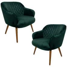 Kit 2 Poltronas Decorativas Kitana Pés Madeira Palito Veludo Verde G15 - Gran Belo