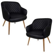 Kit 2 Poltronas Decorativas Kitana Pés Palito PU Sintético Preto G15 - Gran Belo