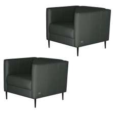 Kit 2 Poltronas Decorativas Pés De Ferro Iráklio Couro Verde G58 - Gran Belo
