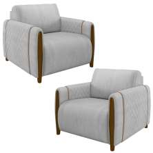 Kit 2 Poltronas Decorativas Pés Madeira Maceió Veludo Cinza G45 - Gran Belo