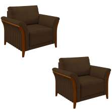 Kit 2 Poltronas Decorativas Pés em Madeira Market Veludo Marrom G45 - Gran Belo