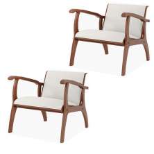 Kit 2 Poltronas Decorativas Pedri Linho Off White/Imbuia G42 - Gran Belo