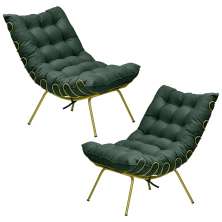 Kit 2 Poltronas Decorativas Sala de Estar Abel Base de Ferro Dourada Suede Verde G41 - Gran Belo