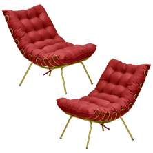 Kit 2 Poltronas Decorativas Sala de Estar Abel Base de Ferro Dourada Suede Vermelho G41 - Gran Belo