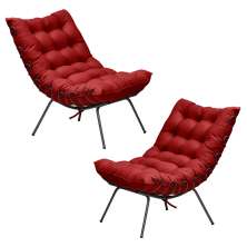 Kit 2 Poltronas Decorativas Sala de Estar Abel Base de Ferro Preto Suede Vermelho G41 - Gran Belo
