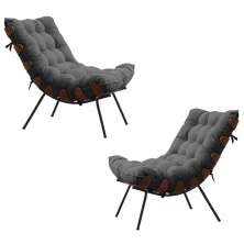 Kit 2 Poltronas Decorativas Sala de Estar Abel Base de Madeira Preto Suede Cinza G41 - Gran Belo