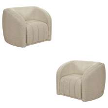 Kit 2 Poltronas Decorativas Sala de Estar Adam Boucle Bege G45 - Gran Belo