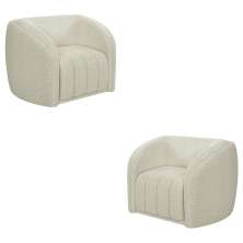 Kit 2 Poltronas Decorativas Sala de Estar Adam Boucle Off White G45 - Gran Belo