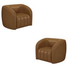 Kit 2 Poltronas Decorativas Sala de Estar Adam PU Caramelo G45 - Gran Belo