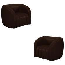Kit 2 Poltronas Decorativas Sala de Estar Adam PU Marrom G45 - Gran Belo