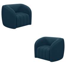 Kit 2 Poltronas Decorativas Sala de Estar Adam Veludo Azul Marinho G45 - Gran Belo