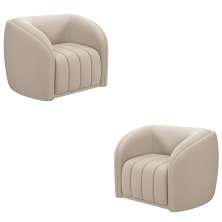 Kit 2 Poltronas Decorativas Sala de Estar Adam Veludo Bege G45 - Gran Belo